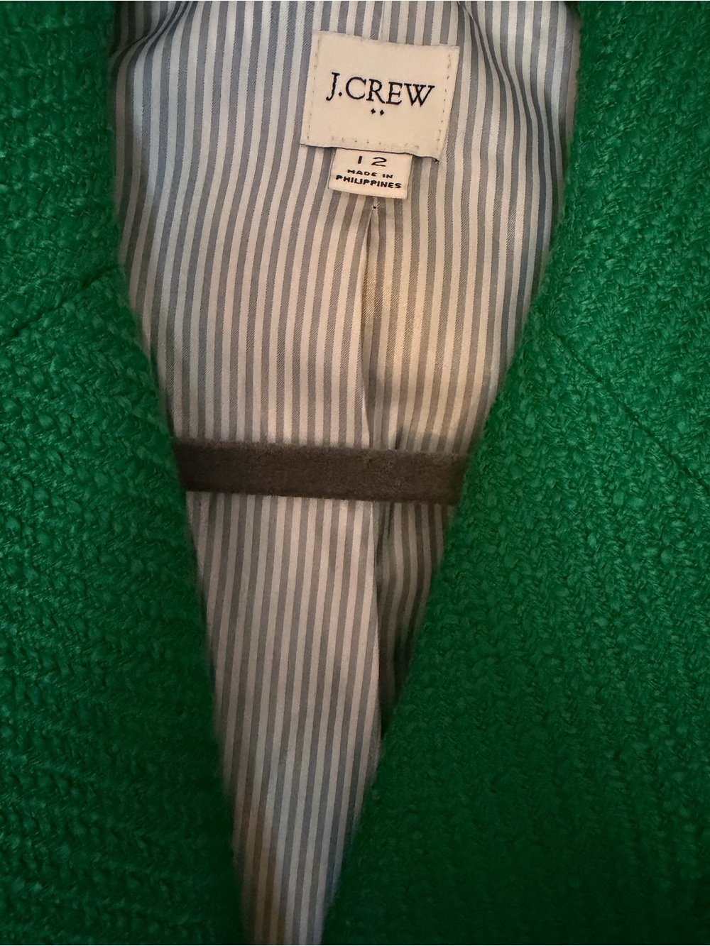 J. Crew Factory Kelly Green Blazer with Gold Buttons, Pockets and Striped Lining - Picture 5 of 7